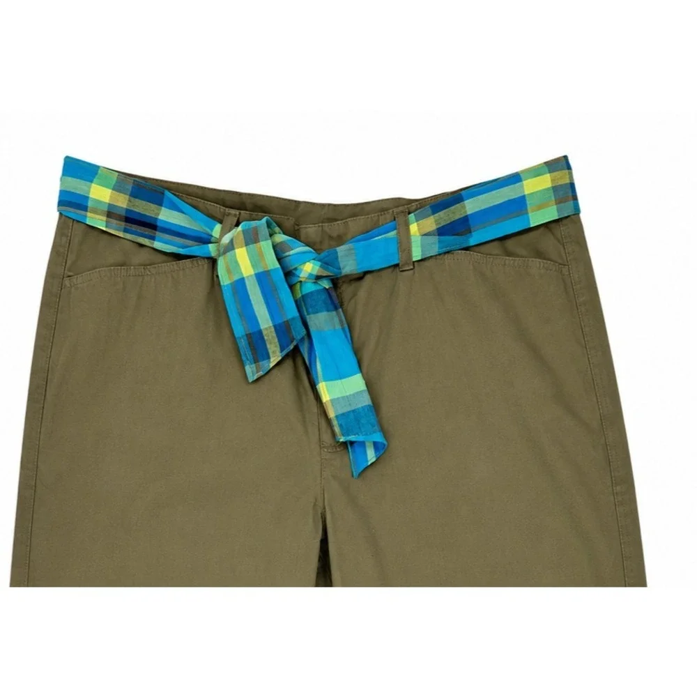 Liz Claiborne LizWear Jeans Women's Olive Capri Pants Size 16 Cropped Belted - Picture 6 of 14